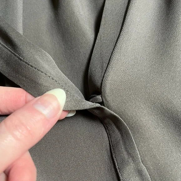 Taupe Silk Batwing Blouse, Minimalist Peasant Blouse, Pharaoh - Picture 6 of 7